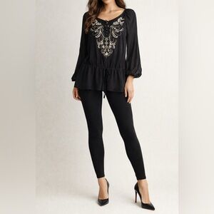 White House Black Market  Embroidered Top size large